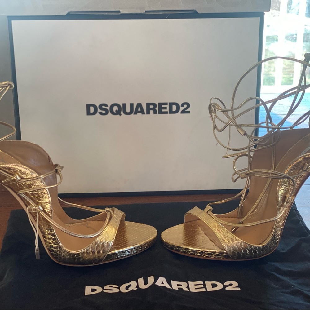 DSquared2 Riri 120 heel sandal. Gold snake size 40 - Picture 4 of 8